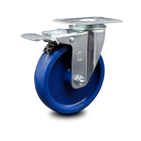 Service Caster 5 Inch Solid Polyurethane Wheel Swivel Top Plate Caster with Total Lock Brake SCC-TTL20S514-SPUS
